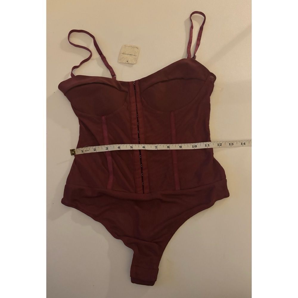 🆕 New With Tags FREE PEOPLE Night Rhythm Corset Bodysuit / Washed Maroon - Picture 10 of 13